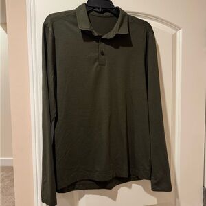 lululemon athletica men’s Dark Green Long Sleeve Polo